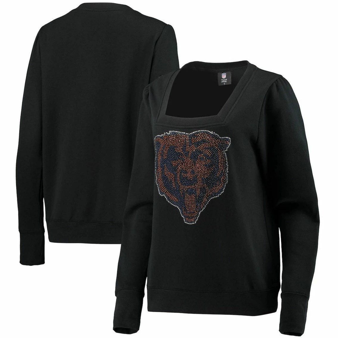 Cuce Women's Black Chicago Bears Winners Square Neck Pullover Sweatshirt 4 Cuce Women's Black Chicago Bears Winners Square Neck Pullover Sweatshirt - Image 2
