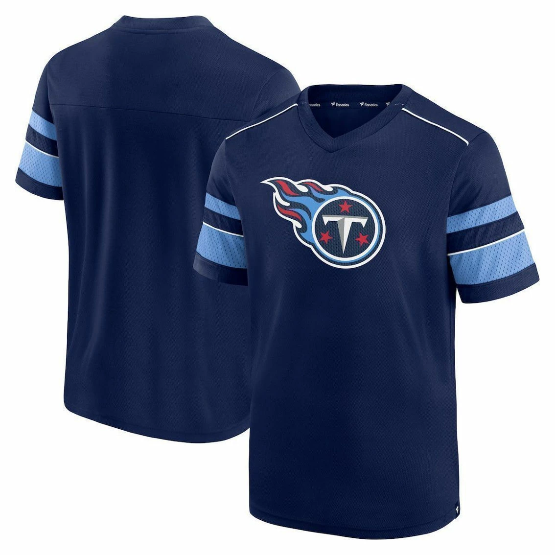 Fanatics Branded Men's Navy Tennessee Titans Textured Hashmark V-Neck T-Shirt 4 Fanatics Branded Men's Navy Tennessee Titans Textured Hashmark V-Neck T-Shirt - Image 2