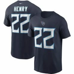 Nike Men's Derrick Henry Navy Tennessee Titans Name & Number T-Shirt