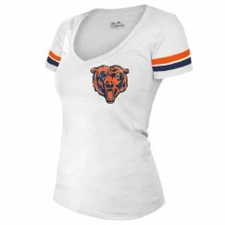 Majestic Threads Women's Justin Fields White Chicago Bears Player Name & Number V-Neck T-Shirt -Fanatics DSCO1137144711 3550 ALT2