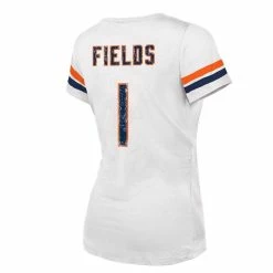 Majestic Threads Women's Justin Fields White Chicago Bears Player Name & Number V-Neck T-Shirt -Fanatics DSCO1137144711 3550 ALT3