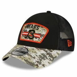 New Era Men's Black/Camo Chicago Bears 2021 Salute To Service Trucker B 9FORTY Snapback Adjustable Hat -Fanatics DSCO1137145290 1007 ALT3