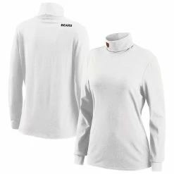 Women's WEAR By Erin Andrews White Chicago Bears Long Sleeve Tri-Blend Turtleneck T-Shirt