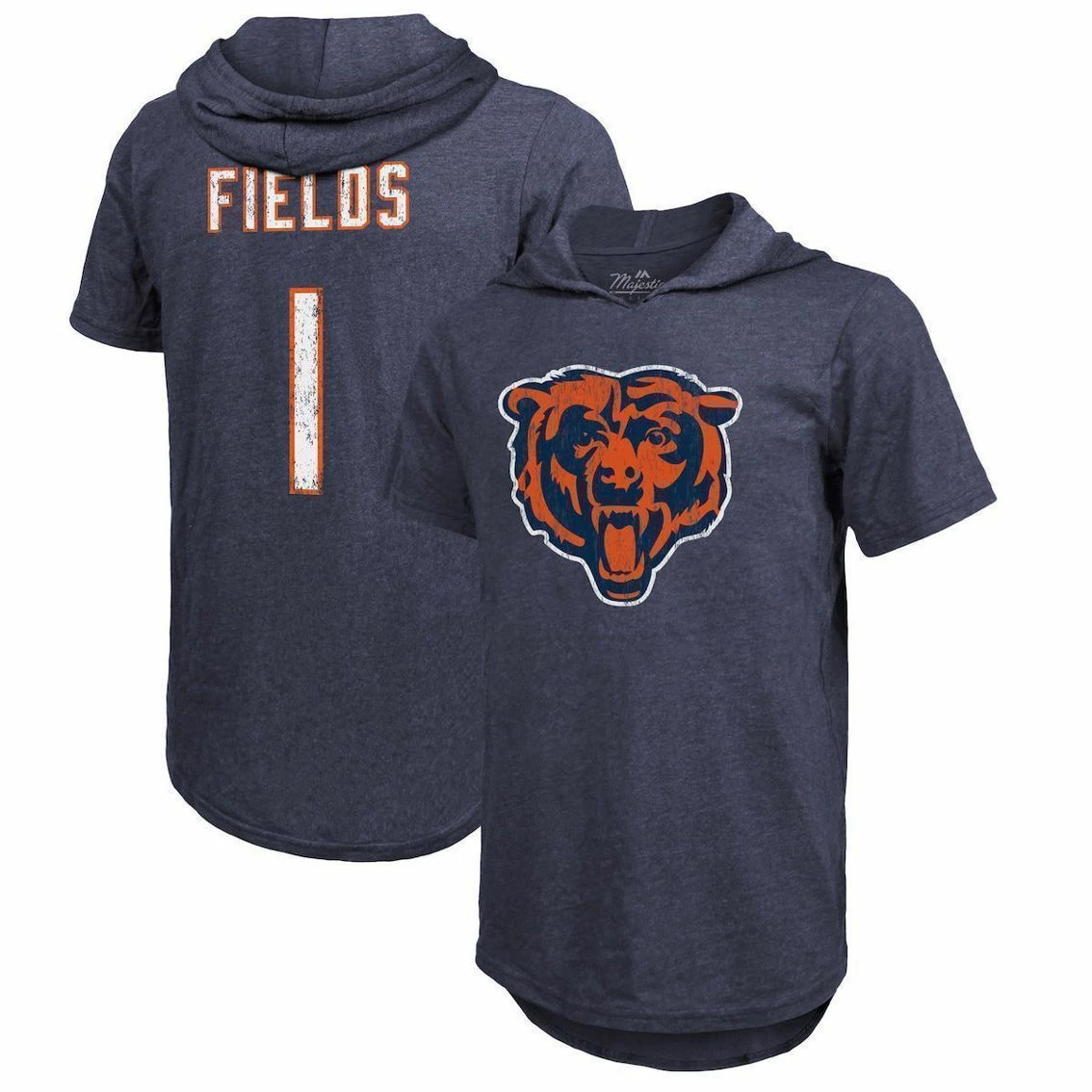 Majestic Threads Men's Justin Fields Navy Chicago Bears Player Name & Number Tri-Blend Short Sleeve Hoodie T-Shirt 3 Majestic Threads Men's Justin Fields Navy Chicago Bears Player Name & Number Tri-Blend Short Sleeve Hoodie T-Shirt