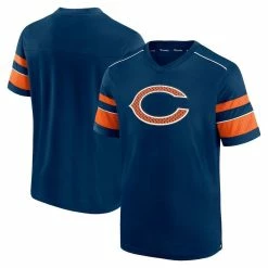Men's Fanatics Branded Navy Chicago Bears Textured Hashmark V-Neck T-Shirt