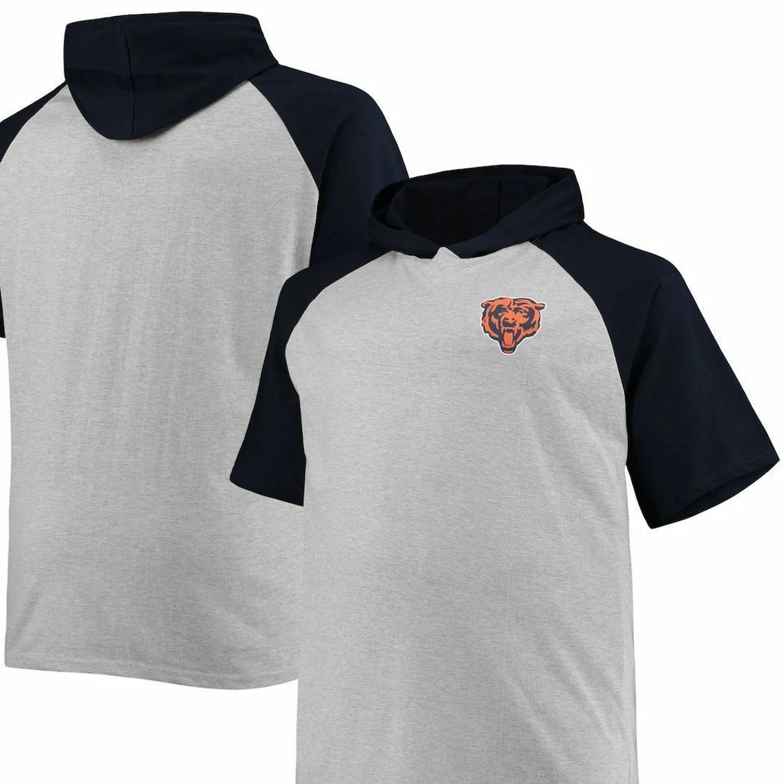 Profile Men's Heathered Gray/Navy Chicago Bears Big & Tall Raglan Short Sleeve Pullover Hoodie 4 Profile Men's Heathered Gray/Navy Chicago Bears Big & Tall Raglan Short Sleeve Pullover Hoodie - Image 2