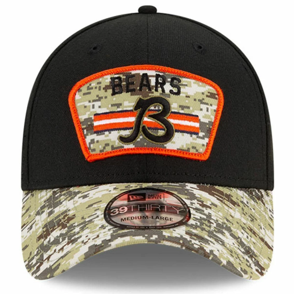 Men's New Era Black/Camo Chicago Bears 2021 Salute To Service B 39THIRTY Flex Hat 5 Men's New Era Black/Camo Chicago Bears 2021 Salute To Service B 39THIRTY Flex Hat - Image 3