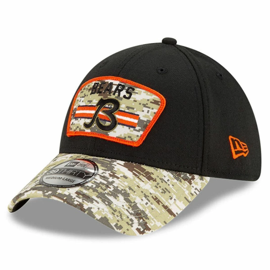 Men's New Era Black/Camo Chicago Bears 2021 Salute To Service B 39THIRTY Flex Hat 6 Men's New Era Black/Camo Chicago Bears 2021 Salute To Service B 39THIRTY Flex Hat - Image 4