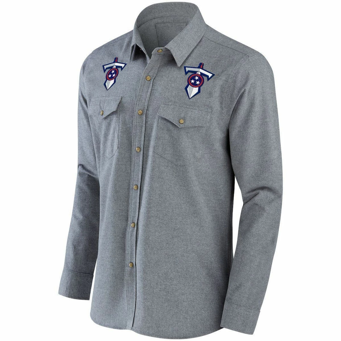 NFL X Darius Rucker Collection By Fanatics Men's Gray Tennessee Titans Chambray Button-Up Long Sleeve Shirt 5 NFL X Darius Rucker Collection By Fanatics Men's Gray Tennessee Titans Chambray Button-Up Long Sleeve Shirt - Image 3