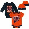 Mitchell & Ness Newborn & Infant Orange/Navy Chicago Bears Victory Formation Throwback Three-Piece Bodysuit And Knit Hat Set -Fanatics DSCO1137455819 2294