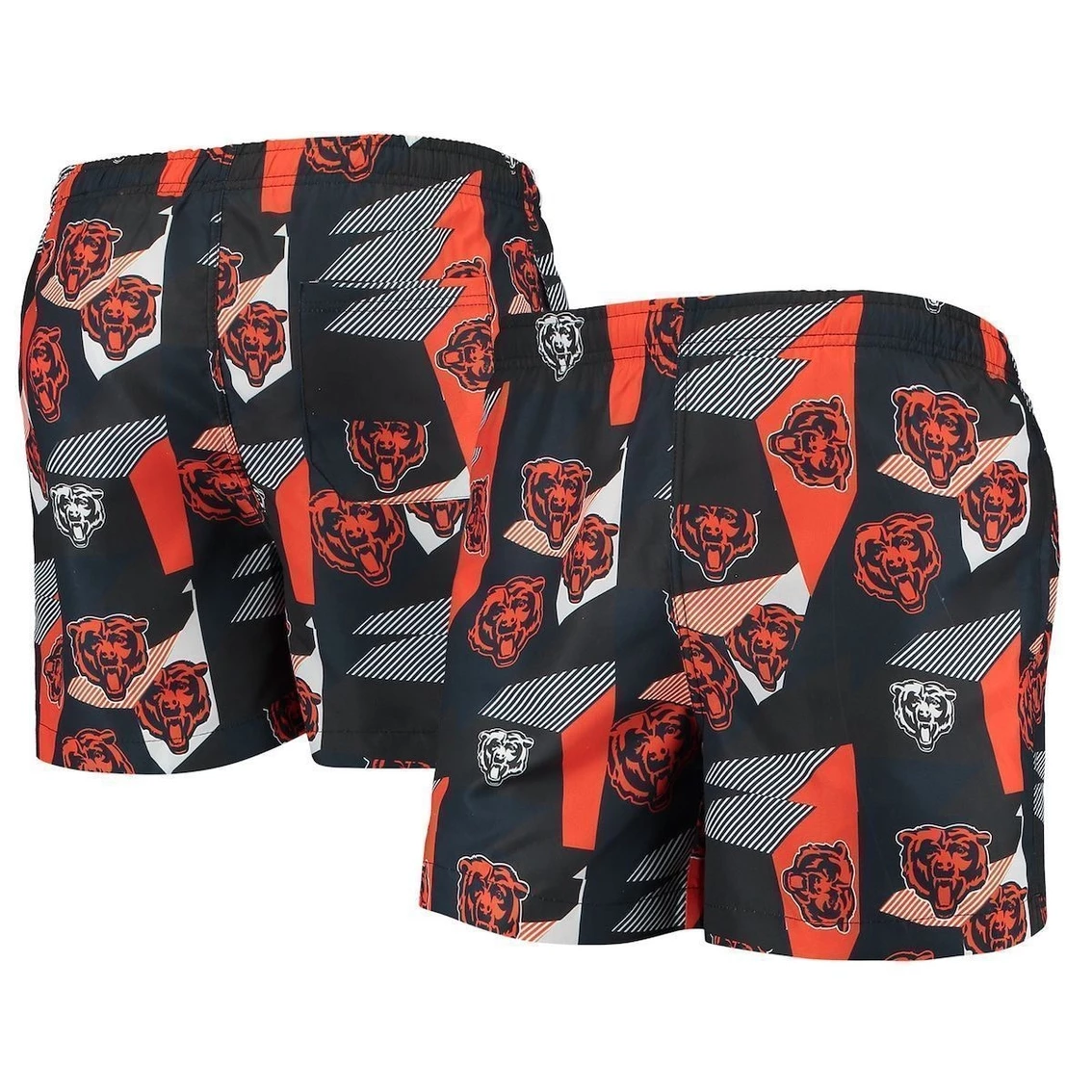 FOCO Men's Navy/Orange Chicago Bears Geo Print Swim Trunks 3 FOCO Men's Navy/Orange Chicago Bears Geo Print Swim Trunks