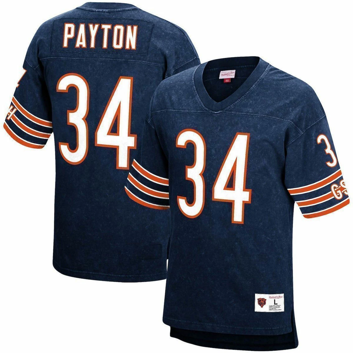 Men's Mitchell & Ness Walter Payton Navy Chicago Bears Retired Player Name & Number Acid Wash Top 4 Men's Mitchell & Ness Walter Payton Navy Chicago Bears Retired Player Name & Number Acid Wash Top - Image 2