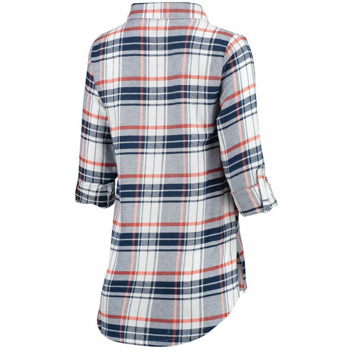 Concepts Sport Women's Navy/Orange Chicago Bears Accolade Flannel Long Sleeve Button-Up Nightshirt 6 Concepts Sport Women's Navy/Orange Chicago Bears Accolade Flannel Long Sleeve Button-Up Nightshirt - Image 4