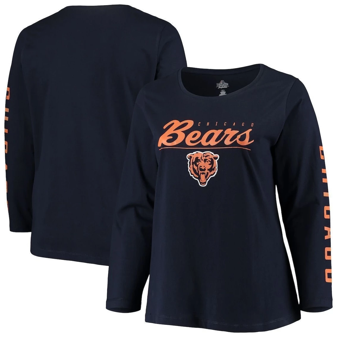Majestic Women's Navy Chicago Bears Plus Size Team Logo Long Sleeve T-Shirt 4 Majestic Women's Navy Chicago Bears Plus Size Team Logo Long Sleeve T-Shirt - Image 2
