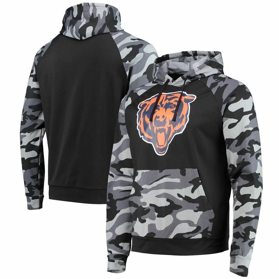 Men's FOCO Black Chicago Bears Camo Raglan Pullover Hoodie 3 Men's FOCO Black Chicago Bears Camo Raglan Pullover Hoodie