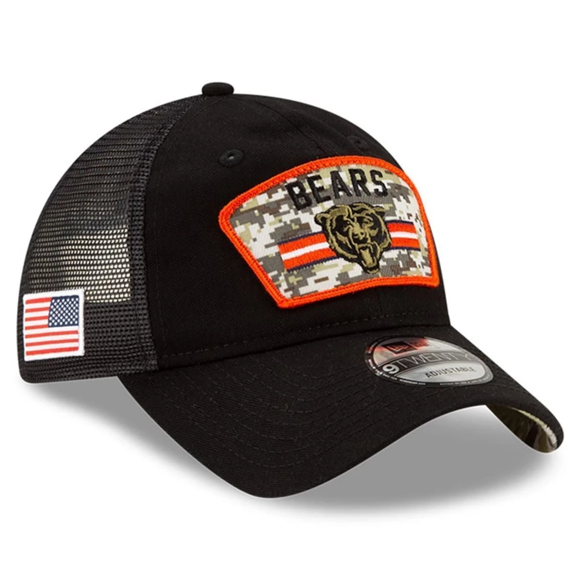 New Era Men's Black Chicago Bears 2021 Salute To Service Trucker 9TWENTY Adjustable Hat 4 New Era Men's Black Chicago Bears 2021 Salute To Service Trucker 9TWENTY Adjustable Hat - Image 2