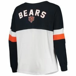 New Era Women's White/Navy Chicago Bears Plus Size Athletic Varsity Lace-Up V-Neck Long Sleeve T-Shirt -Fanatics DSCO1140227398 3550 ALT3