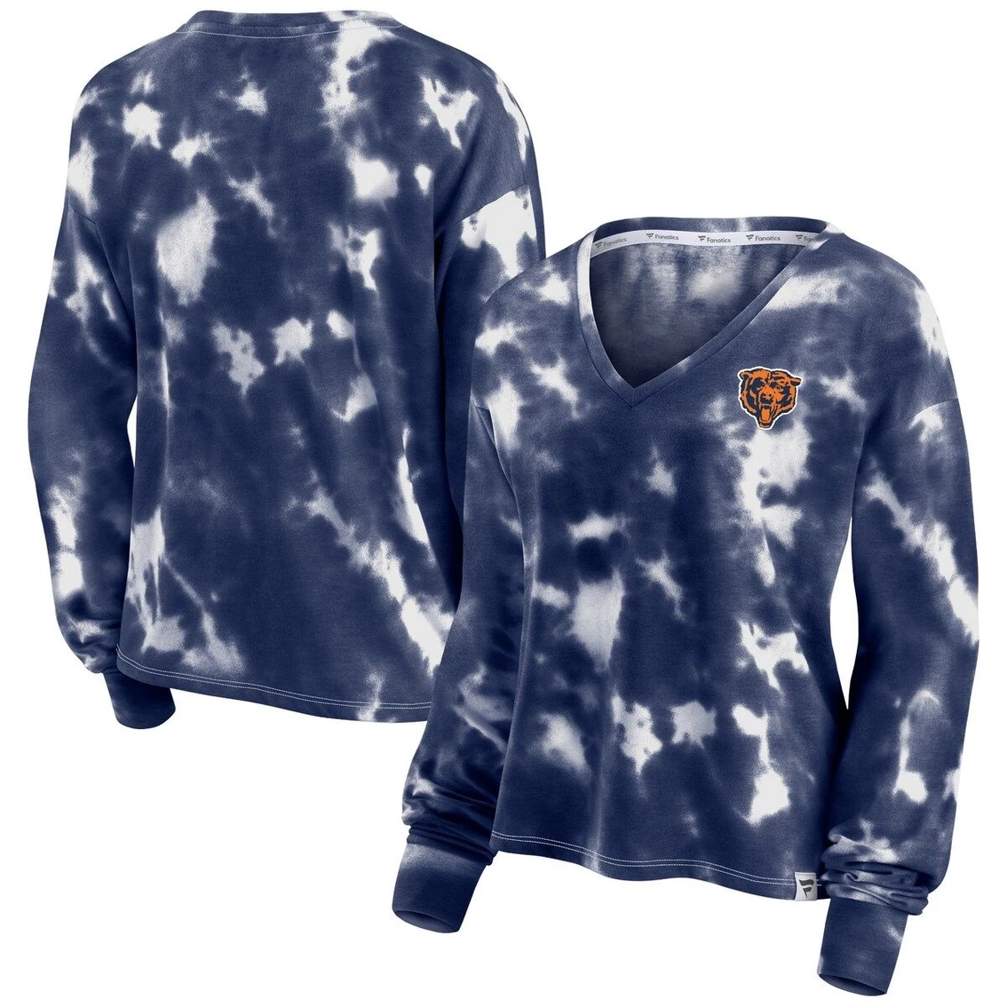 Fanatics Branded Women's White/Navy Chicago Bears Sport Resort Tie-Dye V-Neck Long Sleeve T-Shirt 4 Fanatics Branded Women's White/Navy Chicago Bears Sport Resort Tie-Dye V-Neck Long Sleeve T-Shirt - Image 2