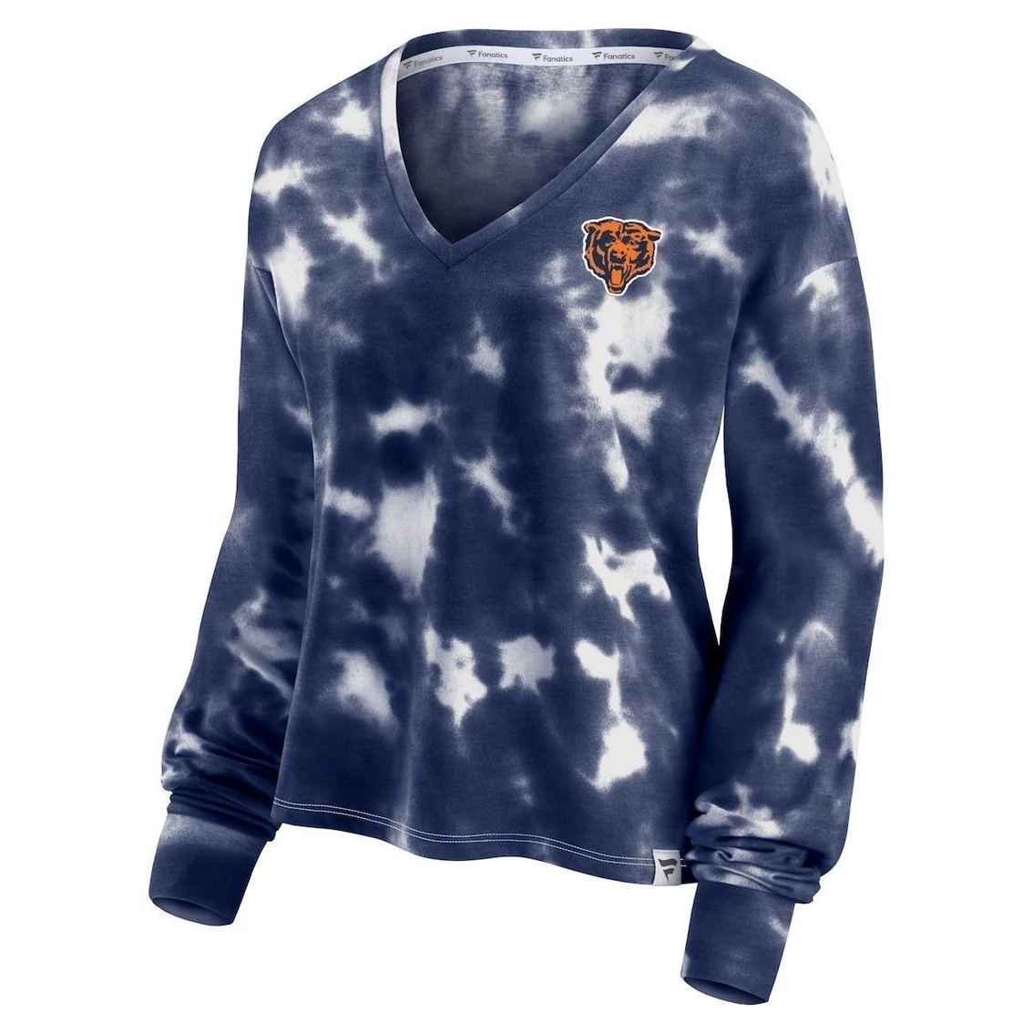 Fanatics Branded Women's White/Navy Chicago Bears Sport Resort Tie-Dye V-Neck Long Sleeve T-Shirt 5 Fanatics Branded Women's White/Navy Chicago Bears Sport Resort Tie-Dye V-Neck Long Sleeve T-Shirt - Image 3