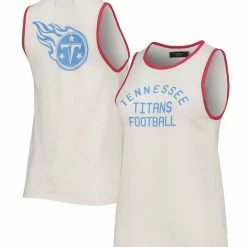 Junk Food Women's White/Red Tennessee Titans Throwback Pop Binding Scoop Neck Tank Top
