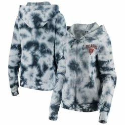 New Era Women's Navy Chicago Bears Tie Dye Fleece Full-Zip Hoodie