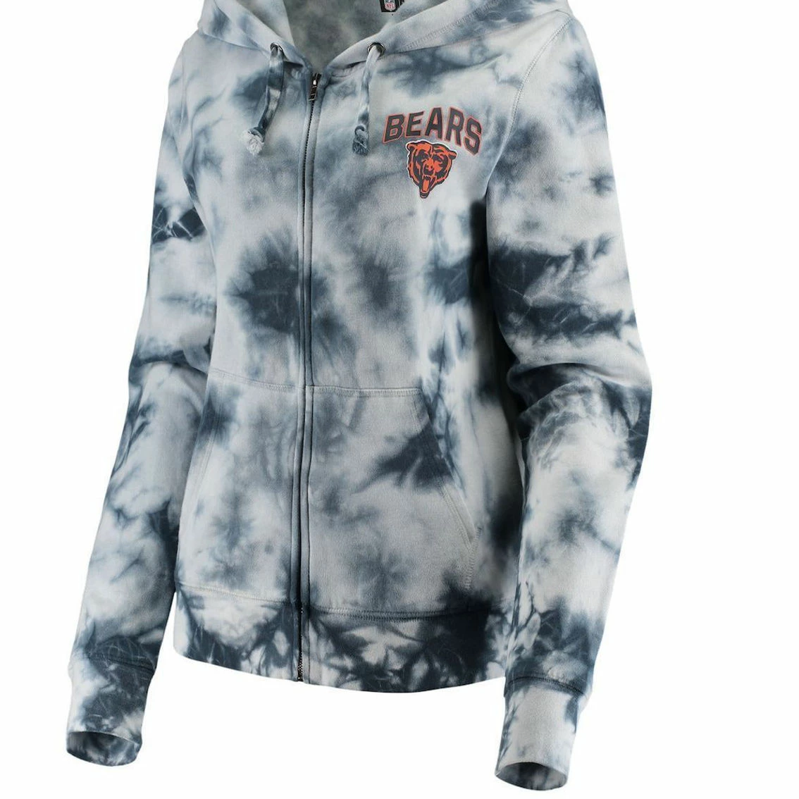 New Era Women's Navy Chicago Bears Tie Dye Fleece Full-Zip Hoodie 5 New Era Women's Navy Chicago Bears Tie Dye Fleece Full-Zip Hoodie - Image 3