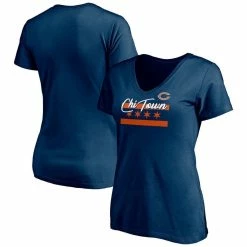 Fanatics Branded Women's Navy Chicago Bears Hometown Collection Wildcat V-Neck T-Shirt