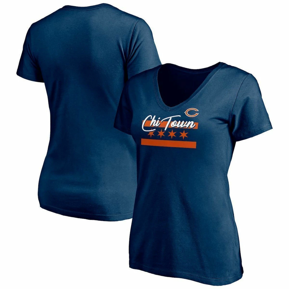 Fanatics Branded Women's Navy Chicago Bears Hometown Collection Wildcat V-Neck T-Shirt 4 Fanatics Branded Women's Navy Chicago Bears Hometown Collection Wildcat V-Neck T-Shirt - Image 2