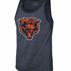 Men's Majestic Threads Justin Fields Heathered Navy Chicago Bears Player Name & Number Tri-Blend Tank Top -Fanatics DSCO1140295817 SXT5 ALT2
