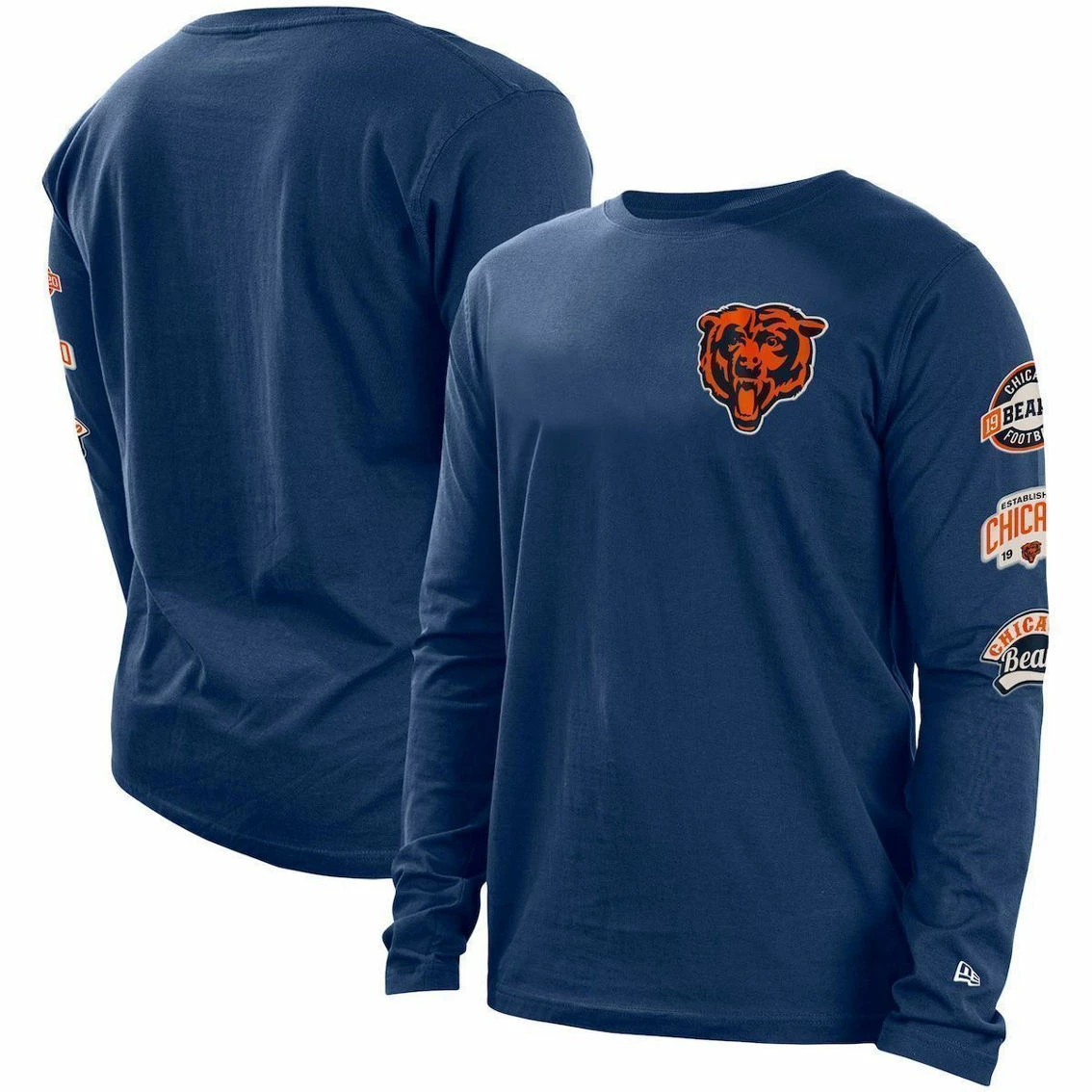 New Era Men's Navy Chicago Bears Hype 2-Hit Long Sleeve T-Shirt 3 New Era Men's Navy Chicago Bears Hype 2-Hit Long Sleeve T-Shirt
