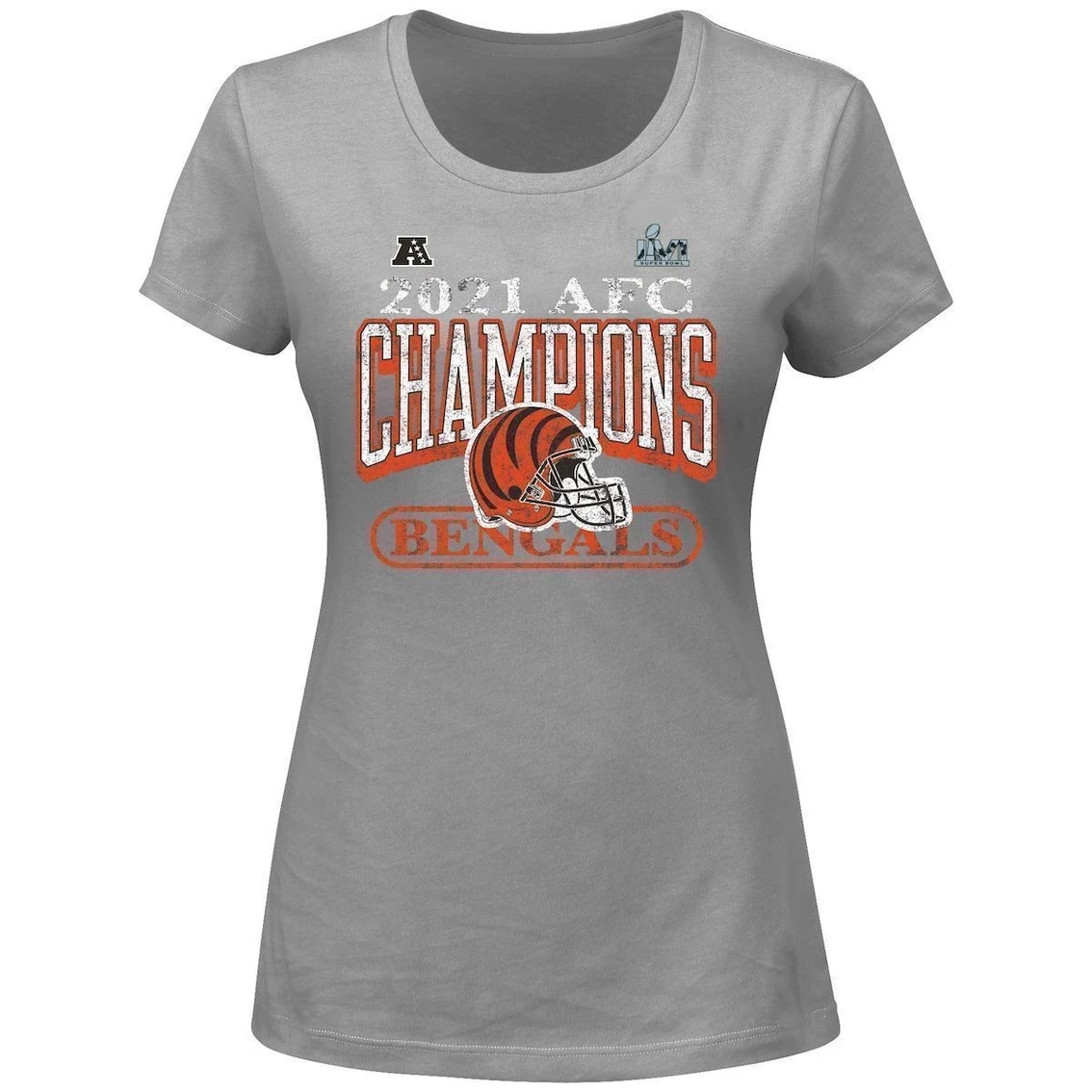 Fanatics Branded Women's Heathered Gray Cincinnati Bengals 2021 AFC S Plus Size Classic Play Scoop Neck T-Shirt 4 Fanatics Branded Women's Heathered Gray Cincinnati Bengals 2021 AFC S Plus Size Classic Play Scoop Neck T-Shirt - Image 2