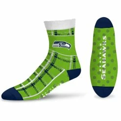 Women's For Bare Feet Seattle Seahawks Tartan Plaid Ankle Socks