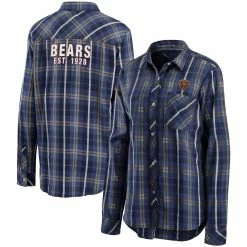 WEAR By Erin Andrews Women's WEAR By Erin Andrews Navy Chicago Bears Button-Up Plaid Long Sleeve Shirt