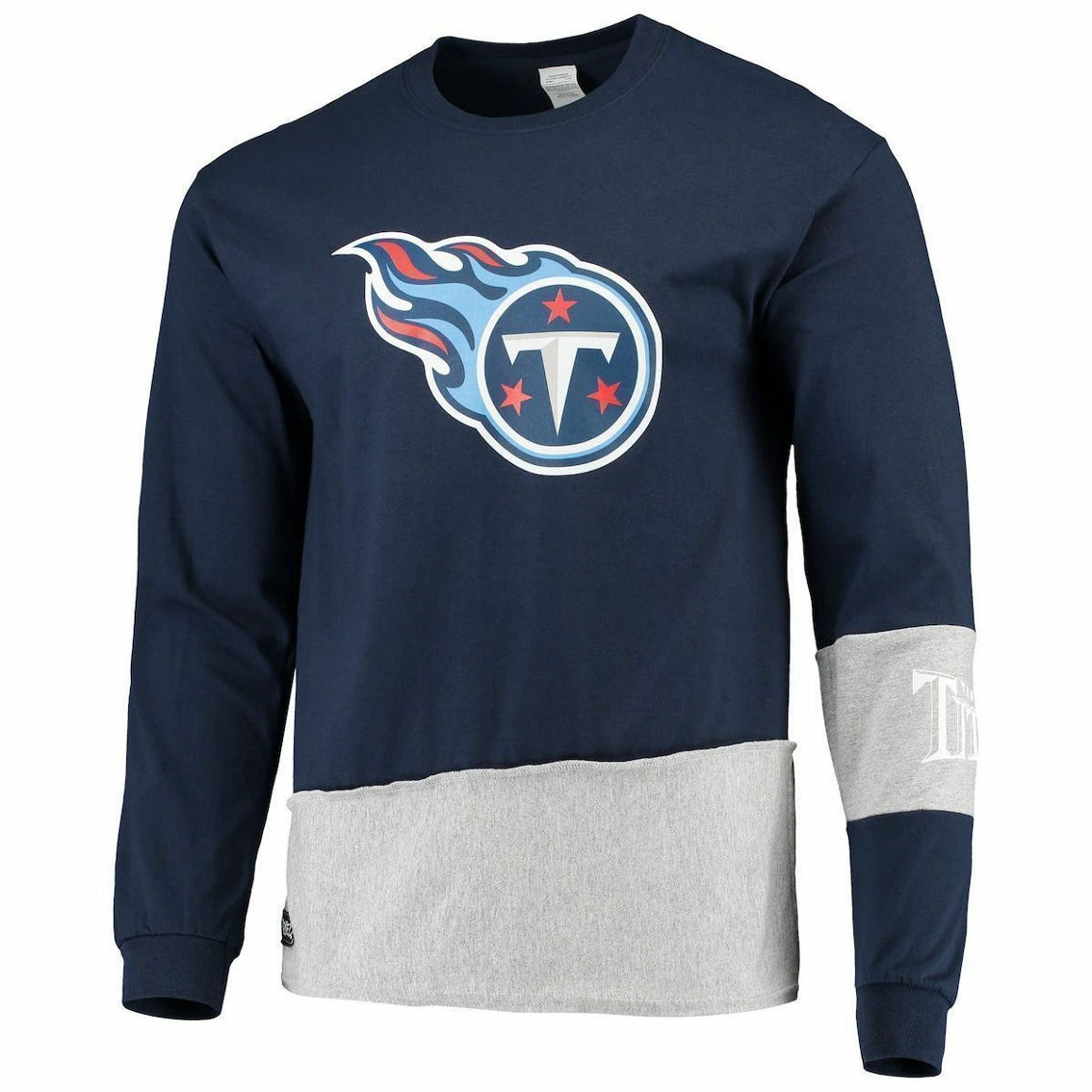 Refried Apparel Men's Navy/Gray Tennessee Titans Sustainable Upcycled Angle Long Sleeve T-Shirt 5 Refried Apparel Men's Navy/Gray Tennessee Titans Sustainable Upcycled Angle Long Sleeve T-Shirt - Image 3
