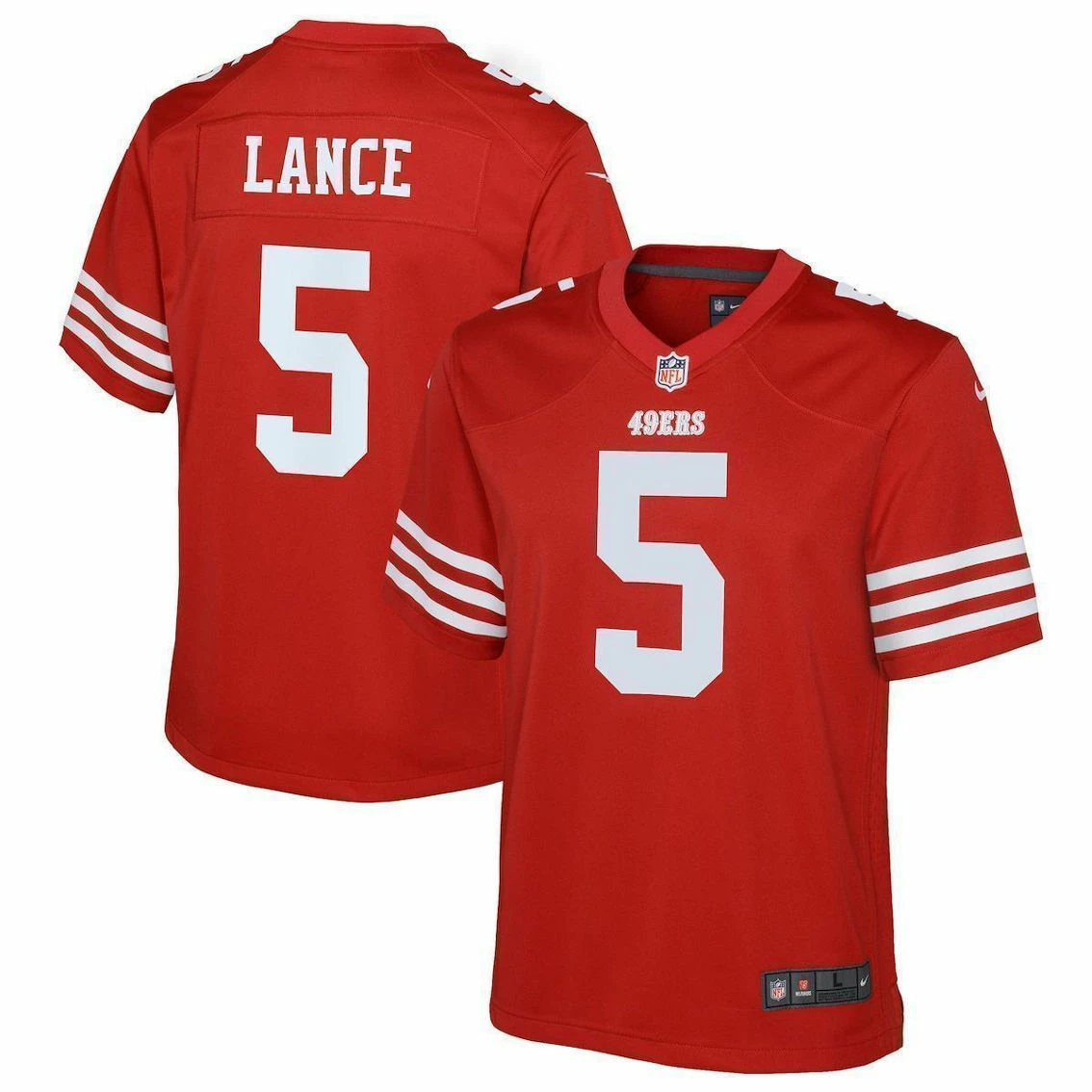 Nike Youth Trey Lance Scarlet San Francisco 49ers Game Jersey 3 Nike Youth Trey Lance Scarlet San Francisco 49ers Game Jersey