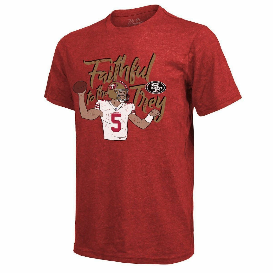 Majestic Threads Men's Threads Trey Lance Scarlet San Francisco 49ers Tri-Blend Player T-Shirt 5 Majestic Threads Men's Threads Trey Lance Scarlet San Francisco 49ers Tri-Blend Player T-Shirt - Image 3