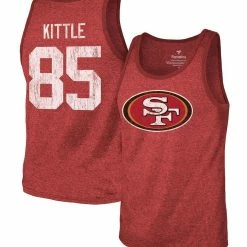 Majestic Threads Men's George Kittle Scarlet San Francisco 49ers Name & Number Tri-Blend Tank Top