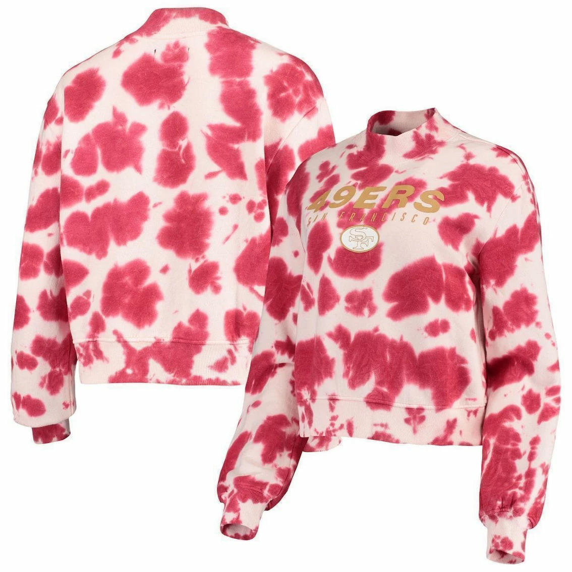 Junk Food Women's Scarlet San Francisco 49ers Tie-Dye Cropped Pullover Sweatshirt 4 Junk Food Women's Scarlet San Francisco 49ers Tie-Dye Cropped Pullover Sweatshirt - Image 2
