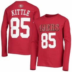 Outerstuff Youth George Kittle Scarlet San Francisco 49ers Mainliner Player Name & Number Long Sleeve T-Shirt
