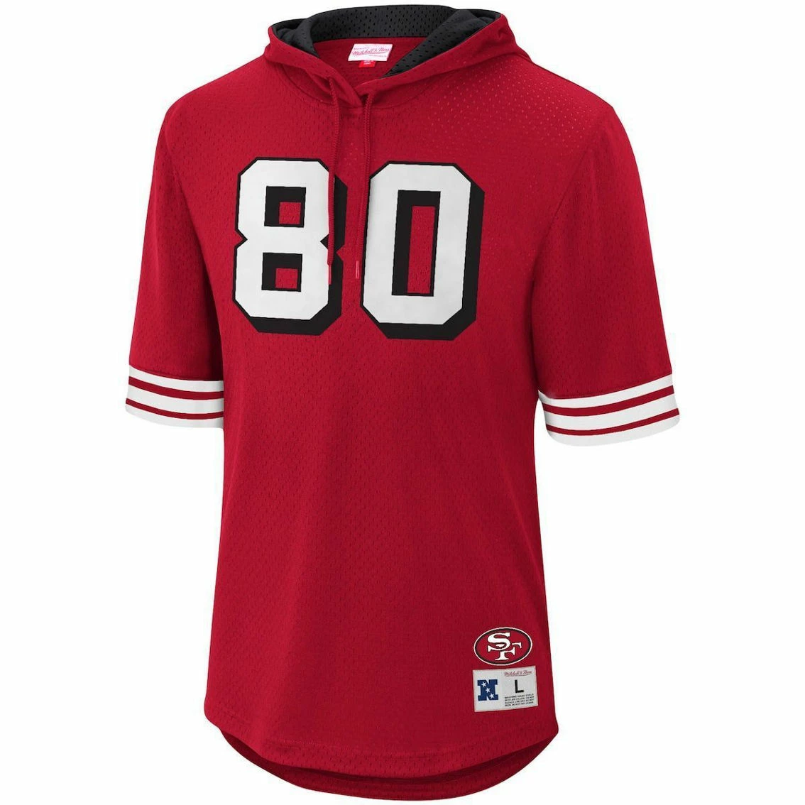 Mitchell & Ness Men's Jerry Rice Scarlet San Francisco 49ers Retired Player Mesh Name & Number Hoodie T-Shirt 5 Mitchell & Ness Men's Jerry Rice Scarlet San Francisco 49ers Retired Player Mesh Name & Number Hoodie T-Shirt - Image 3