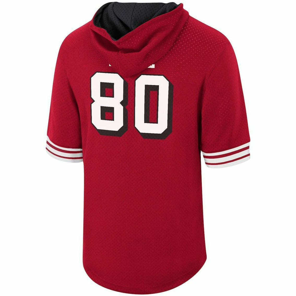 Mitchell & Ness Men's Jerry Rice Scarlet San Francisco 49ers Retired Player Mesh Name & Number Hoodie T-Shirt 6 Mitchell & Ness Men's Jerry Rice Scarlet San Francisco 49ers Retired Player Mesh Name & Number Hoodie T-Shirt - Image 4