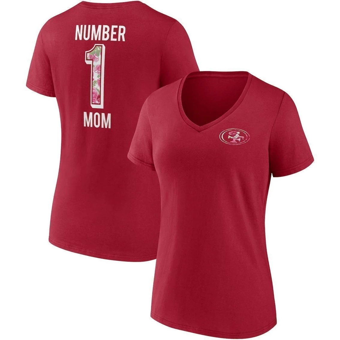 Fanatics Branded Women's Scarlet San Francisco 49ers Team Mother's Day V-Neck T-Shirt 3 Fanatics Branded Women's Scarlet San Francisco 49ers Team Mother's Day V-Neck T-Shirt
