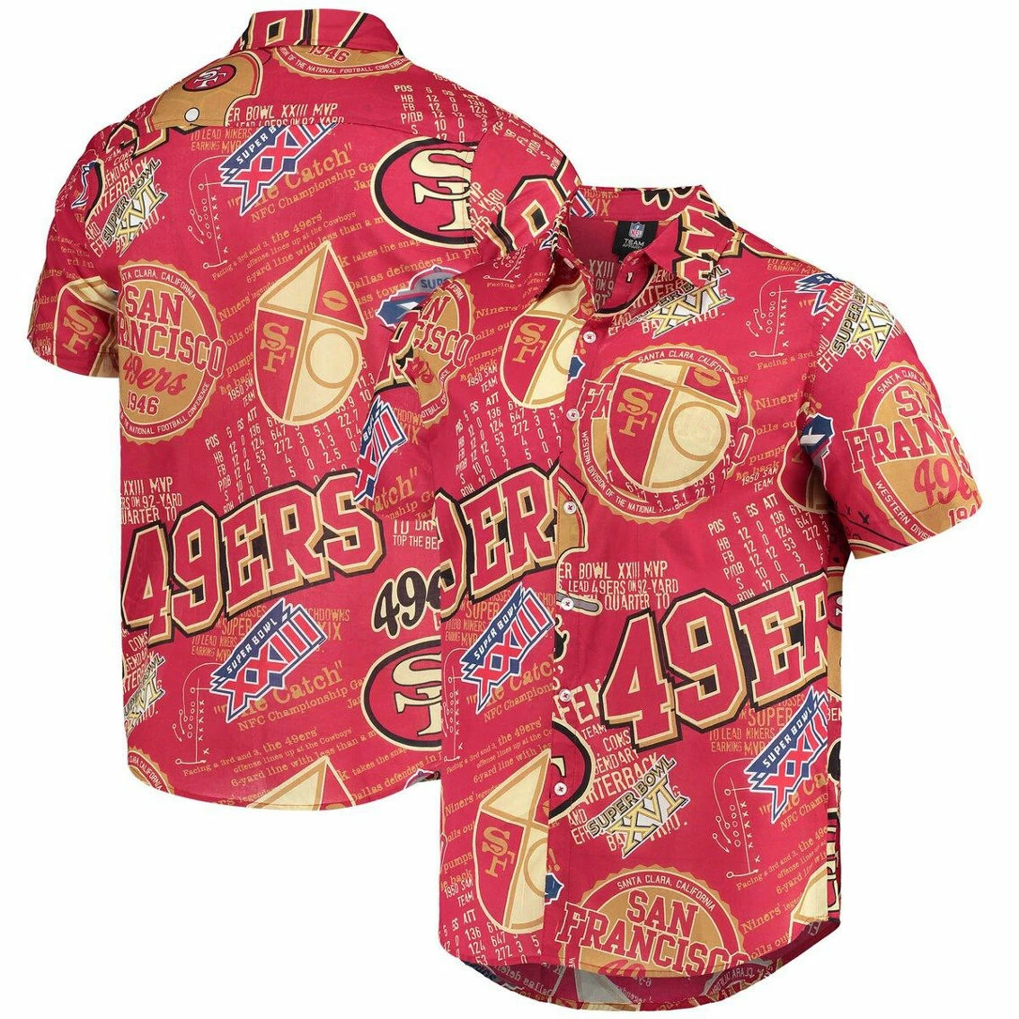 FOCO Men's Scarlet San Francisco 49ers Thematic Button-Up Shirt 4 FOCO Men's Scarlet San Francisco 49ers Thematic Button-Up Shirt - Image 2