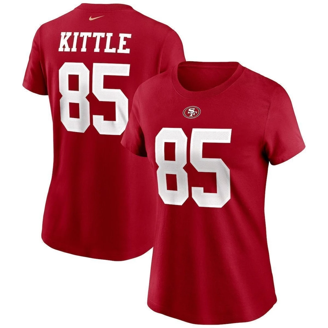 Nike Women's George Kittle Scarlet San Francisco 49ers Name & Number T-Shirt 4 Nike Women's George Kittle Scarlet San Francisco 49ers Name & Number T-Shirt - Image 2