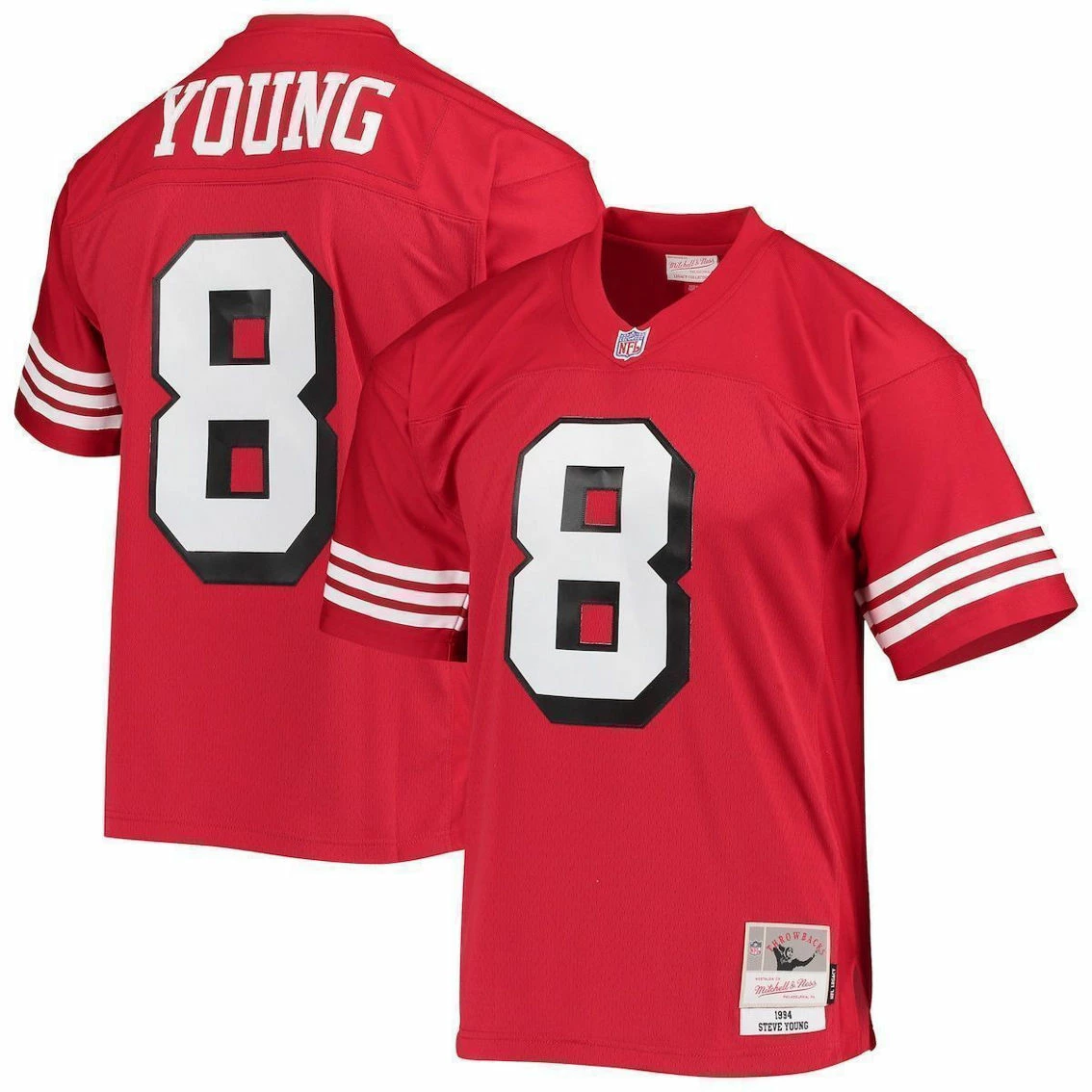 Mitchell & Ness Men's Steve Young Scarlet San Francisco 49ers 1994 Legacy Replica Jersey 4 Mitchell & Ness Men's Steve Young Scarlet San Francisco 49ers 1994 Legacy Replica Jersey - Image 2