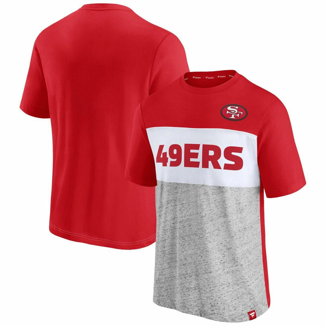 Fanatics Branded Men's Scarlet/Heathered Gray San Francisco 49ers Throwback Colorblock T-Shirt 3 Fanatics Branded Men's Scarlet/Heathered Gray San Francisco 49ers Throwback Colorblock T-Shirt