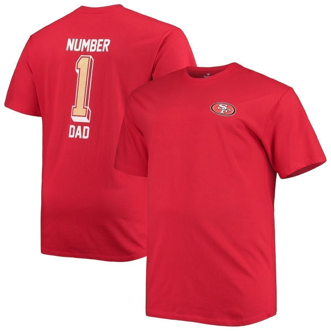 Fanatics Branded Men's Scarlet San Francisco 49ers Big & Tall #1 Dad 2-Hit T-Shirt 4 Fanatics Branded Men's Scarlet San Francisco 49ers Big & Tall #1 Dad 2-Hit T-Shirt - Image 2