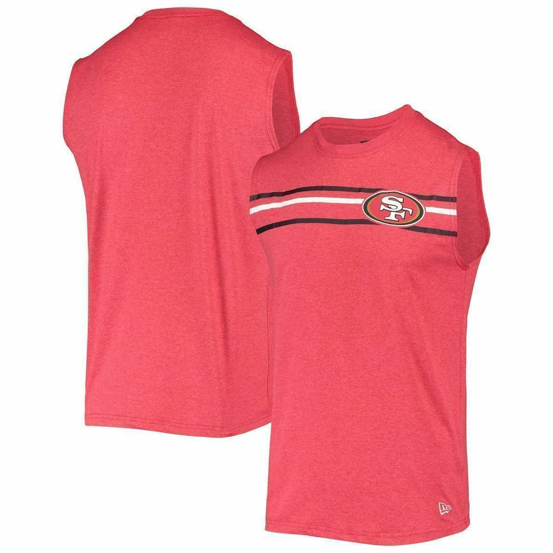 New Era Men's Scarlet San Francisco 49ers Brushed Sleeveless Tank Top 3 New Era Men's Scarlet San Francisco 49ers Brushed Sleeveless Tank Top