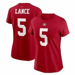 Nike Women's Trey Lance Scarlet San Francisco 49ers Player Name & Number T-Shirt