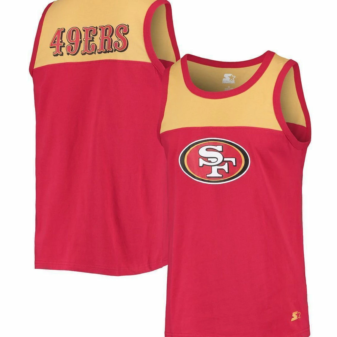 Starter Men's Scarlet/Gold San Francisco 49ers Team Down Fashion Tank Top 3 Starter Men's Scarlet/Gold San Francisco 49ers Team Down Fashion Tank Top